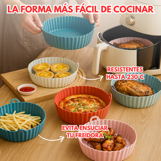 Set 6 Moldes De Silicona Reutilizables Para AirFryer