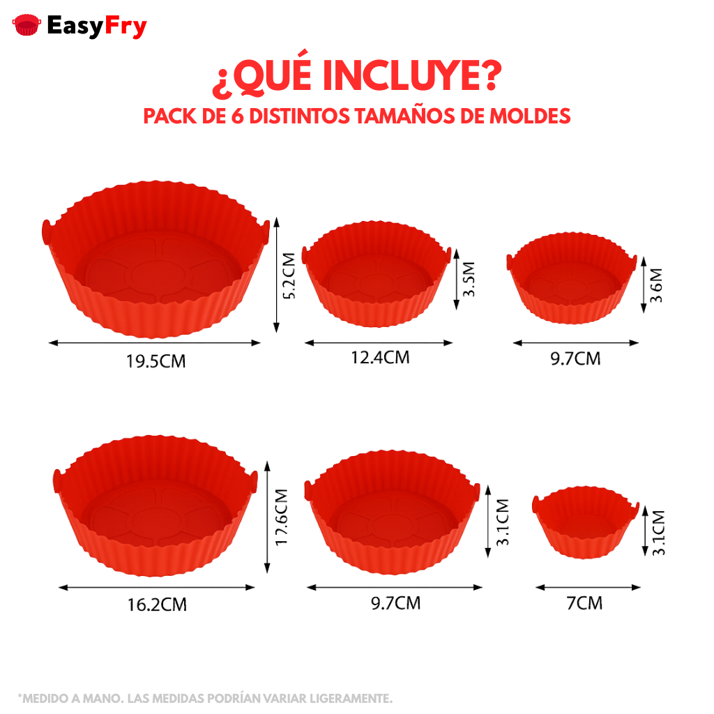 Set 6 Moldes De Silicona Reutilizables Para AirFryer